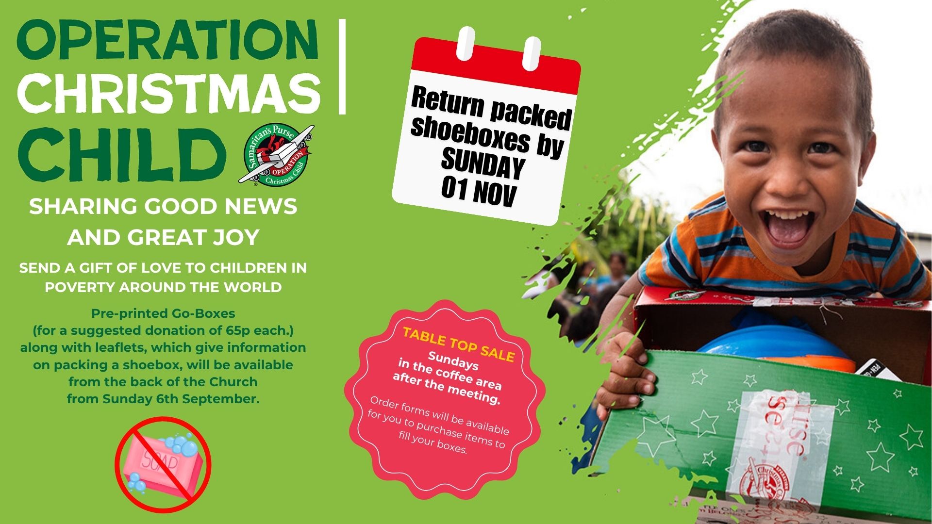 Shoebox Appeal 2026 running ad